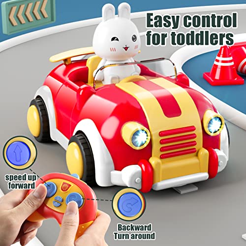 LOVE LIFE Girls Toys Age 3+,Remote Control Cartoon Car for Toddler with Music and Lights,2.4GHz Baby Radio Control Toys Education Gifts