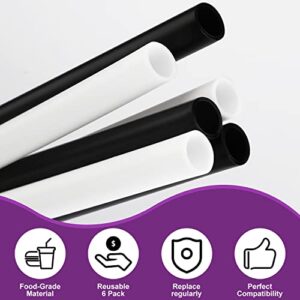 Replacement Straws for Owala FreeSip 24oz, 6pcs Reusable Plastic Straws with Cleaning Brush for Owala Flip Insulated Stainless Steel Water Bottle 24 oz, Tumbler Accessories Parts (Black and White)