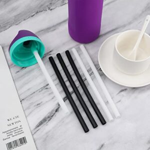 Replacement Straws for Owala FreeSip 24oz, 6pcs Reusable Plastic Straws with Cleaning Brush for Owala Flip Insulated Stainless Steel Water Bottle 24 oz, Tumbler Accessories Parts (Black and White)