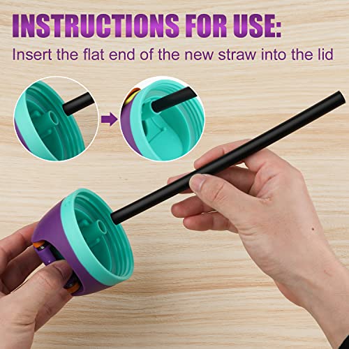 6pcs Replacement Straws for Owala FreeSip 24 oz, Reusable Plastic Straws with Cleaning Brush for Owala Flip 24oz Insulated Water Bottle Tumbler Accessories (Black)