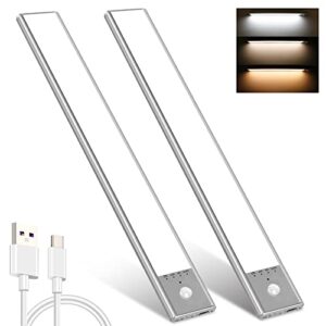 benreom under cabinet lights with 3 color temperatures, rechargeable battery operated lights, wireless motion sensor light indoor, 64 led under cabinet lighting, closet lights for kitchen, counter