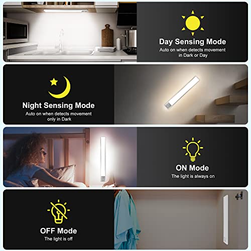 Benreom Under Cabinet Lights with 3 Color Temperatures, Rechargeable Battery Operated Lights, Wireless Motion Sensor Light Indoor, 64 LED Under Cabinet Lighting, Closet Lights for Kitchen, Counter