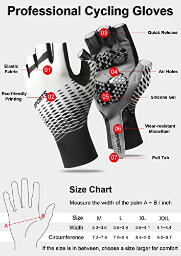 SUJAYU Cycling Gloves Mountain Bike Gloves, Half Finger MTB Gloves Bike Gloves for Men Cycling Mountain Bike Accessories, Bicycle Gloves Riding Gloves