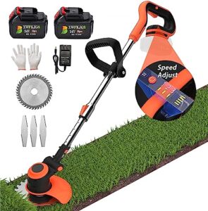 electric cordless weed wacker grass trimmer battery powered 24v 4.0ah, 3-in-1lightweight weed eater/lawn edger, 3 kinds of speed/cutting angle/height adjustment string trimmer for garden and yard