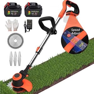 Electric Cordless Weed Wacker Grass Trimmer Battery Powered 24V 4.0Ah, 3-in-1Lightweight Weed Eater/Lawn Edger, 3 Kinds of Speed/Cutting Angle/Height Adjustment String Trimmer for Garden and Yard