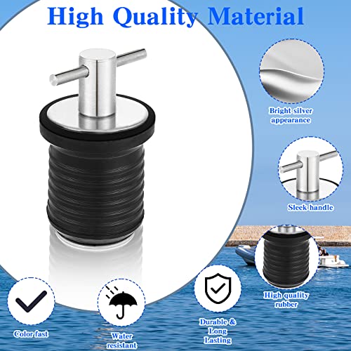 4 Pcs Boat Plug T Handle Boat Drain Plug for 1 Inch Diameter Drains Stainless Steel Handle Boat Drain Twist Plug Marine Boat Rubber Plug Accessories