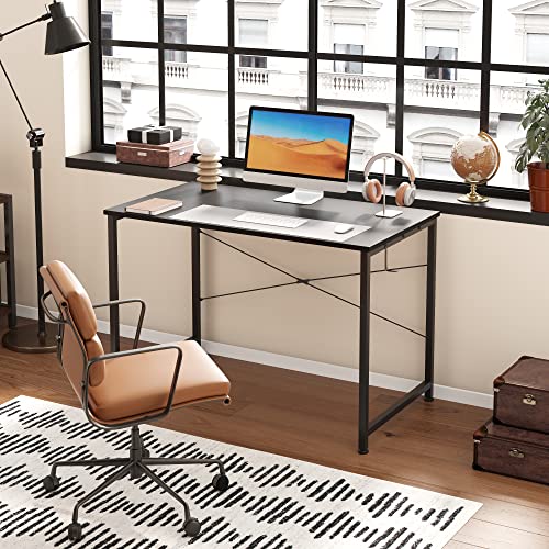 Flrrtenv 31 Inch Computer Desk, Small Desk, Office Desk with Hook, Modern Home Office Desk, Writing Desk, PC Desk, Black