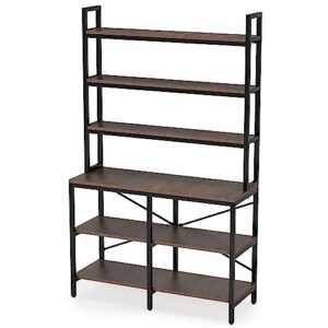 little tree 6-tier tall bookshelf with x-shaped frame, industrial bookcase with storage, utility stand shelf