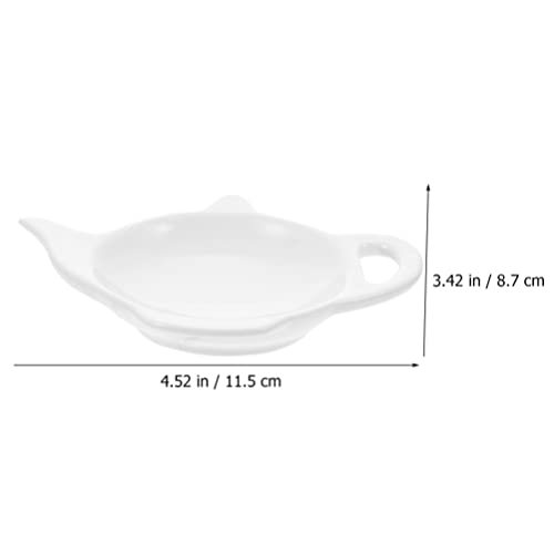 LIFKOME Tea Holder Tea Holder 3 Pcs Ceramic Tea Bag Holder Teapot Shaped Teabag Coaster Tray Tea Bag Saucer Seasoning Dish for Home Kitchen White Tea Party Favors Ceramic Coasters