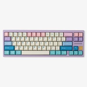 Mintcaps PBT Keycaps 130 Keys Fairy Cherry Profile Keycaps Custom Keyboard Colorful Dye-Sub Keycaps Full Set for Cherry Gateron MX Switches Mechanical Keyboard,White Pink Purple Keycaps