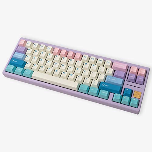 Mintcaps PBT Keycaps 130 Keys Fairy Cherry Profile Keycaps Custom Keyboard Colorful Dye-Sub Keycaps Full Set for Cherry Gateron MX Switches Mechanical Keyboard,White Pink Purple Keycaps