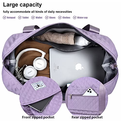 New Foldable Dry/Wet Separation Travel Bag, Large Capacity Waterproof Oxford Duffel Bag with Shoe Compartment, Lightweight Travel Tote Gym Bag, Weekender Overnight Bag for Women