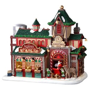 lemax village collection santa's reindeer stables, battery operated
