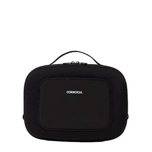 corkcicle crushproof cooler lunch box, reuseable water resistant insulated, perfect for traveling with wine, beer, ice packs, and lunches, black neoprene, back to school