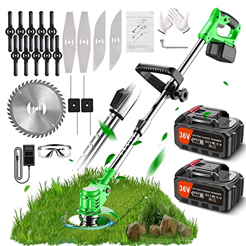 Mrzneaoch Electric Weed Wacker 36v Weed Eater Battery Powered,with 17 indivual 5 Different Blade Weed Eater for Home Garden Yard Mowing