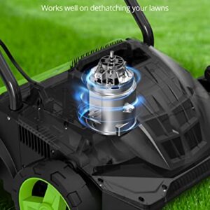 SWIPESMITH 13-Inch 12 Amp Electric Dethatcher Scarifier, 2-in-1 Lawn Dethatcher with Two Safety Switches, 4-Position Depth Adjustment, Scarifier with Foldable Handle, for Lawn, Garden, Yard