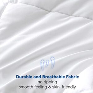 White Down Alternative Comforter Queen Size, Polyester Fill Fluffy All Season Comforter Quilt Duvet Insert, Ultra-Soft Brushed Microfiber Fabric Machine Washable(White,90x90Inches)