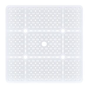 xiyunte large square shower mat non slip - 27x27inch shower mats for showers anti slip - square shower stall mat for shower floors | secure suction cups and drain holes - machine washable - clear
