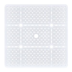 XIYUNTE Large Square Shower Mat Non Slip - 27x27inch Shower Mats for Showers Anti Slip - Square Shower Stall Mat for Shower Floors | Secure Suction Cups and Drain Holes - Machine Washable - Clear