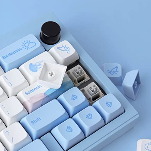 Hyekit PBT Keycaps 137 Keys Melody of The Sea Keycaps Dye-Sublimation Cute Keycaps XDA Profile for Cherry Gateron MX Switches Mechanical Keyboards