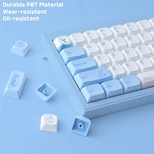 Hyekit PBT Keycaps 137 Keys Melody of The Sea Keycaps Dye-Sublimation Cute Keycaps XDA Profile for Cherry Gateron MX Switches Mechanical Keyboards