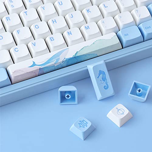 Hyekit PBT Keycaps 137 Keys Melody of The Sea Keycaps Dye-Sublimation Cute Keycaps XDA Profile for Cherry Gateron MX Switches Mechanical Keyboards