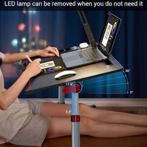 Laptop Desk for Bed with LED Table Lamp, NEARPOW XXL Laptop Bed Tray Desk for Laptop and Writing, Adjustable Bed Table Bed Desk Laptop Stand for Bed or Sofa with Anti-Slip Leather, Removable Stopper