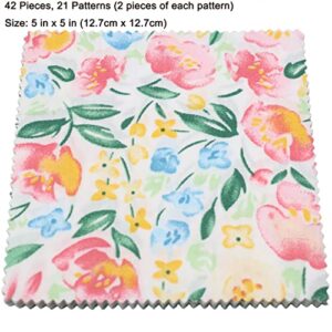 Nodsaw Floral Charm Packs for Quilting 5 inch, Precut Cotton Quilting Fabric Bundle, 42-5" Charm Squares