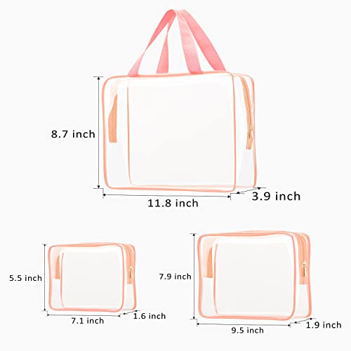 6pcs Clear Cosmetic Bags, TSA Approved Toiletry Bag Set Crystal Clear Travel Bag Organization PVC, Clear Makeup Bags Luggage Pouch Carry on Airport Airline Compliant Bag with Zipper Handle Women Men