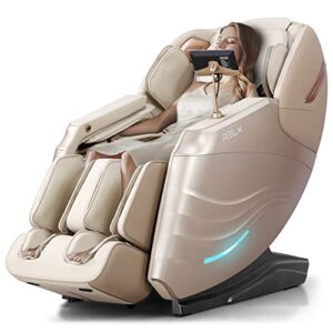 relx massage chair full body zero gravity sl-track shiatsu massage chair, 12 modes, airbag massage, with yoga stretch, foot massage, ai control（cream）