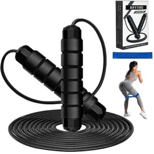 Jump Rope, Tangle-Free Rapid Speed Jumping Rope with Ball Bearings, Skipping Rope with Foam Handles for Women Men Kids, Adjustable Jump Rope for Fitness Workout Aerobic Exercise