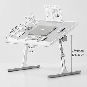 Adjustable Laptop Desk Tray for Bed, Foldable Lap Desks Bed Tables, with USB Charge Port Storage Drawer, Computer Lap Table for Eating Writing Painting Gaming