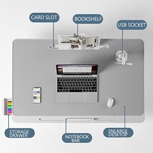 Adjustable Laptop Desk Tray for Bed, Foldable Lap Desks Bed Tables, with USB Charge Port Storage Drawer, Computer Lap Table for Eating Writing Painting Gaming