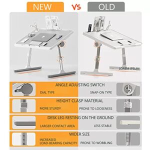 Adjustable Laptop Desk Tray for Bed, Foldable Lap Desks Bed Tables, with USB Charge Port Storage Drawer, Computer Lap Table for Eating Writing Painting Gaming