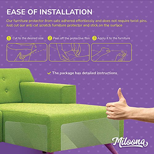 Miloona Anti Cat Scratch Furniture Protector 4 Sheets- Couch Covers for Cats- Cat Scratch Deterrent for Furniture- Couch Scratch Protector from Cats- Anti Scratch Furniture Protector