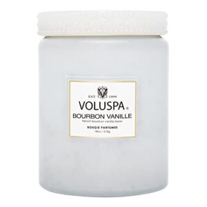 voluspa bourbon vanille candle | large glass jar | 18 oz | 100 hour burn time | all natural wicks and coconut wax for clean burning | vegan