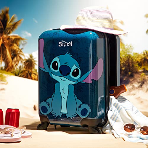 Disney Stitch Carry On Suitcase for Kids Cabin Bag with Wheels Luggage Bag for Girls Boys Carry On Minnie Mouse Travel Bag with Wheels and Handle Stitch Gifts (Dark Blue Stitch)