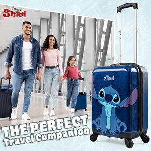 Disney Stitch Carry On Suitcase for Kids Cabin Bag with Wheels Luggage Bag for Girls Boys Carry On Minnie Mouse Travel Bag with Wheels and Handle Stitch Gifts (Dark Blue Stitch)