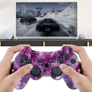 TAKESH Wireless Controller for PS3, Upgraded Joystick Motion Gamepad Double Shock with USB Charging Cable, 2 Packs