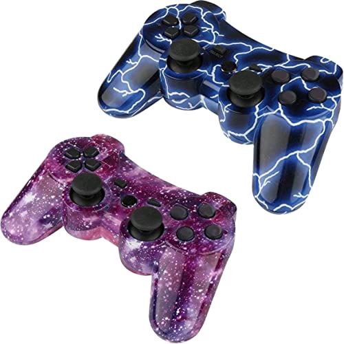 TAKESH Wireless Controller for PS3, Upgraded Joystick Motion Gamepad Double Shock with USB Charging Cable, 2 Packs