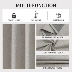 Joydeco Blackout Curtains 63 inch Length 2 Panels Set, Linen Textured Room Darkening Curtains 63 Inches Long, Thermal Insulated Grommet Black Out Curtains for Living Room(42x63 inch, Greyish White)