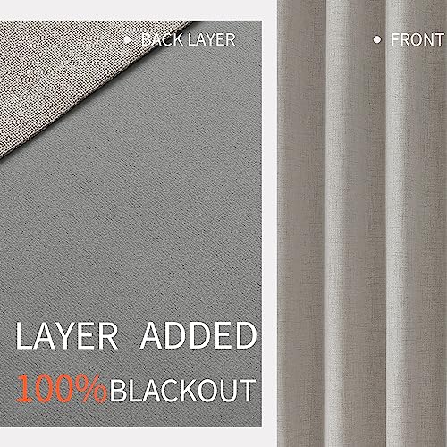 Joydeco Blackout Curtains 63 inch Length 2 Panels Set, Linen Textured Room Darkening Curtains 63 Inches Long, Thermal Insulated Grommet Black Out Curtains for Living Room(42x63 inch, Greyish White)