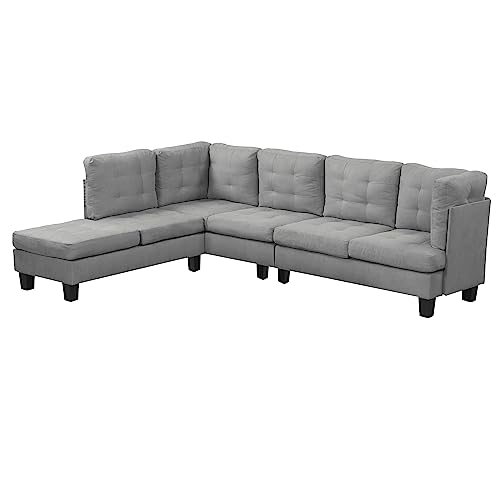 Casa Andrea Milano Modern Reversible Sectional Sofa Couch with Chaise, Large, Dark Grey