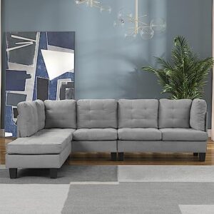 casa andrea milano modern reversible sectional sofa couch with chaise, large, dark grey