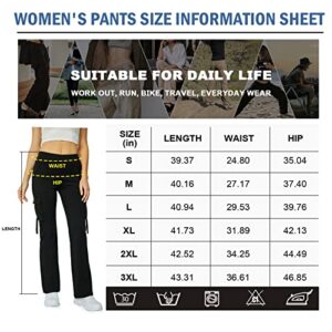 Yoga Flare Leggings for Women High Waisted Yoga Casual Pants Workout Leggings Cargo with 6 Pockets Bootcut Yoga Pants,Black S