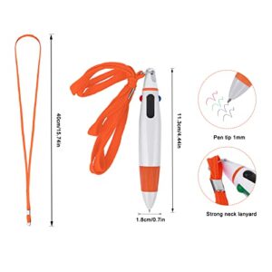 TIESOME Retractable Shuttle Pens with Neck Lanyard, 5 Pieces 4-in-1 Ballpoint Pens Multicolor Pens with Lanyard on Top for Office School Supplies Students Gifts Party Favors