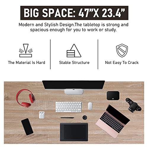 47 inch Computer Desk Home Office Desk Writing Study Table Modern Simple Style PC Desk with Metal Frame Gaming Desk Workstation for Small Space，Nature