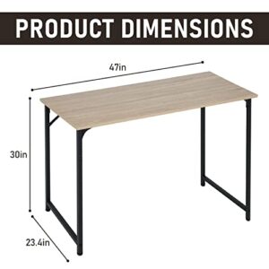 47 inch Computer Desk Home Office Desk Writing Study Table Modern Simple Style PC Desk with Metal Frame Gaming Desk Workstation for Small Space，Nature