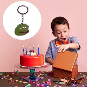 pologmase Sad Frog Metal KeyChain Funny Green Frog Keyring Key Holder Car Key Chain Ring For Men Women Bag Accessories Gift