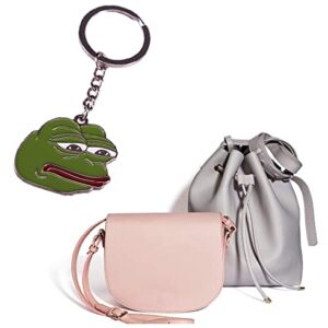 pologmase Sad Frog Metal KeyChain Funny Green Frog Keyring Key Holder Car Key Chain Ring For Men Women Bag Accessories Gift